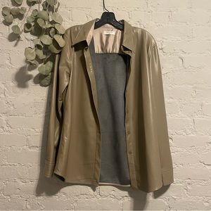 Aritzia Babaton Khaki Tan Pelli Vegan Leather Shirt Jacket